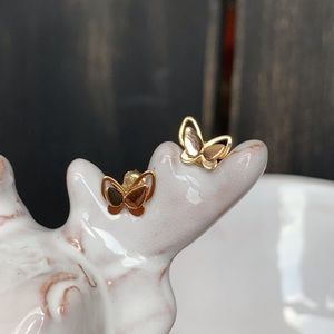14K Butterfly Two-Tone Stud Earrings
